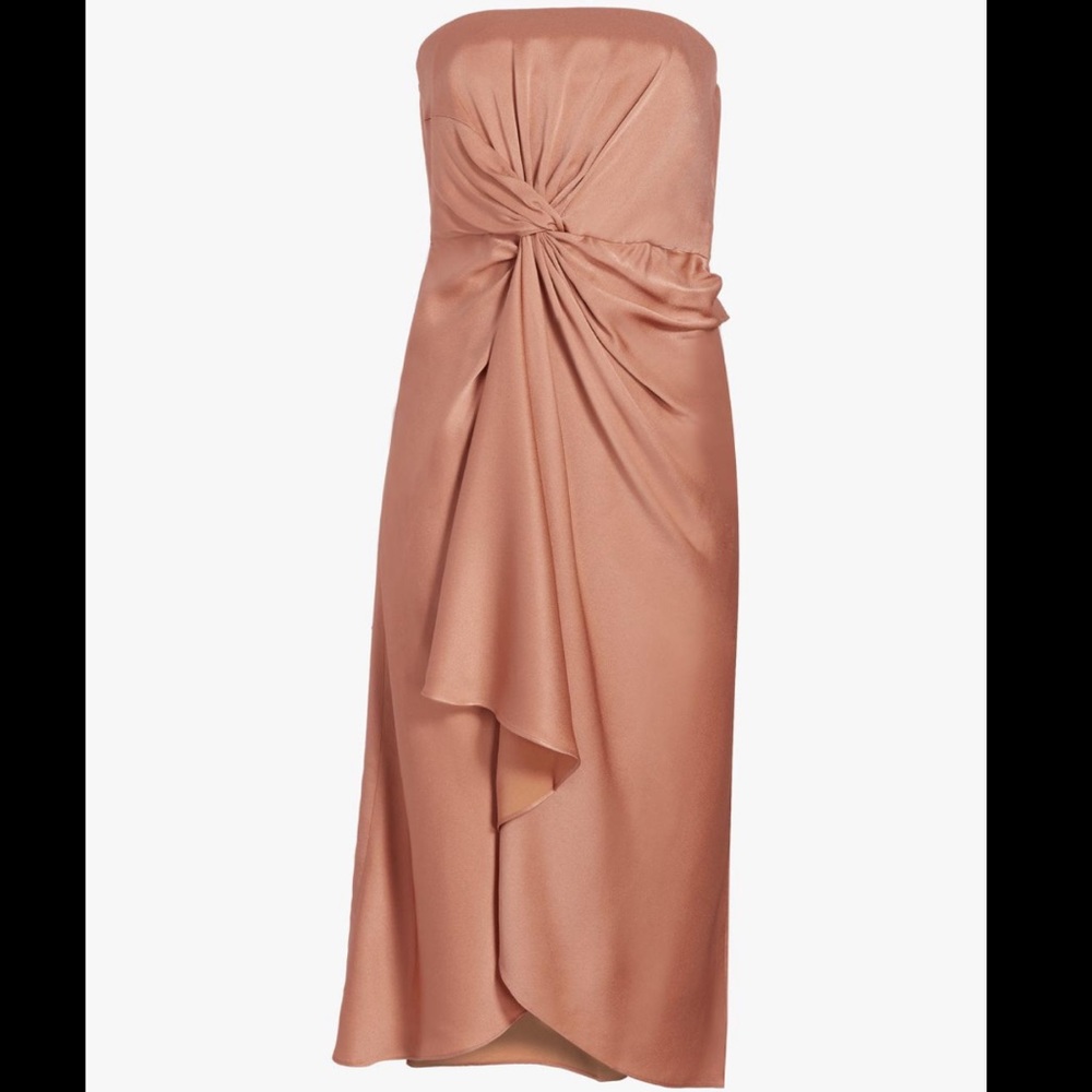 A.L.C. Roya Twist Waist Strapless Dress, in Rose